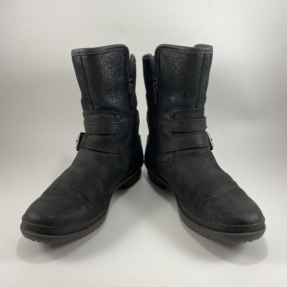 UGG Simmens Double Buckle Leather Boots Womens Size 6 Black Waterproof Leather - Picture 11 of 11